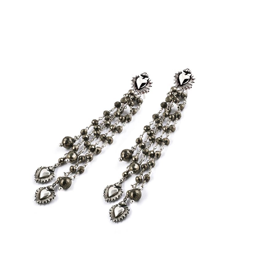 'Sacred Heart' earrings with fringes CUORE SACRO | OR TOPPAARG E FRA AG PIR